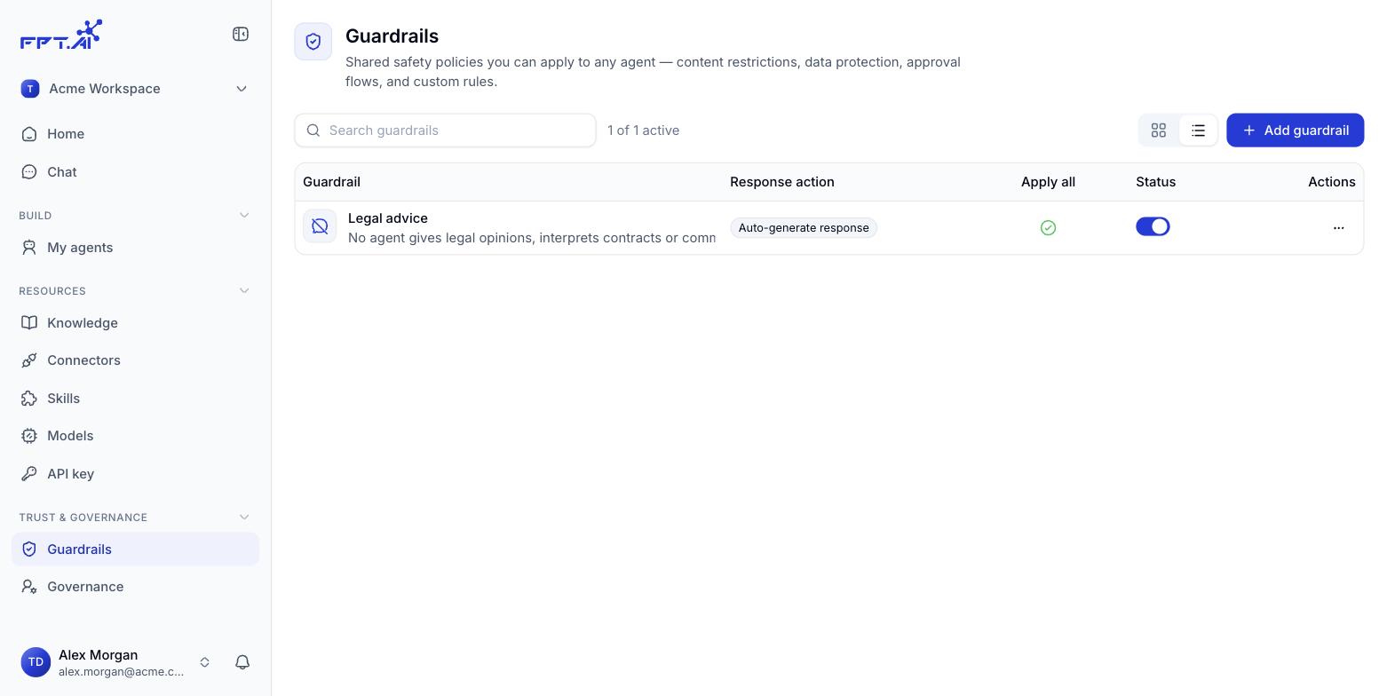 Shared guardrail list