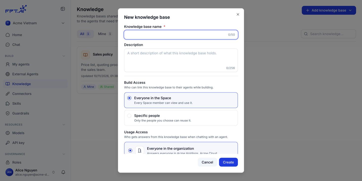 Create knowledge base form
