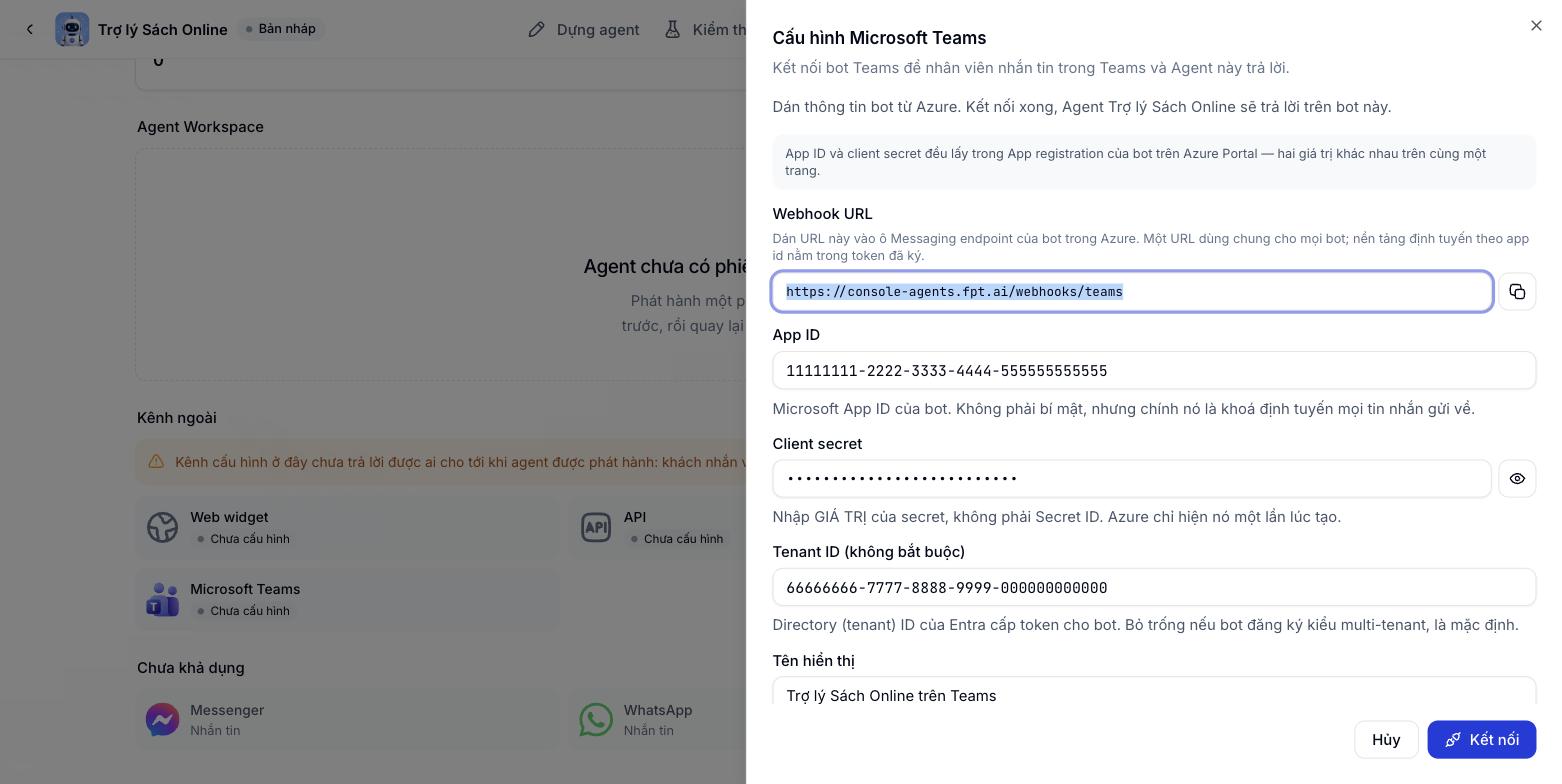 Hộp thoại Cấu hình Microsoft Teams