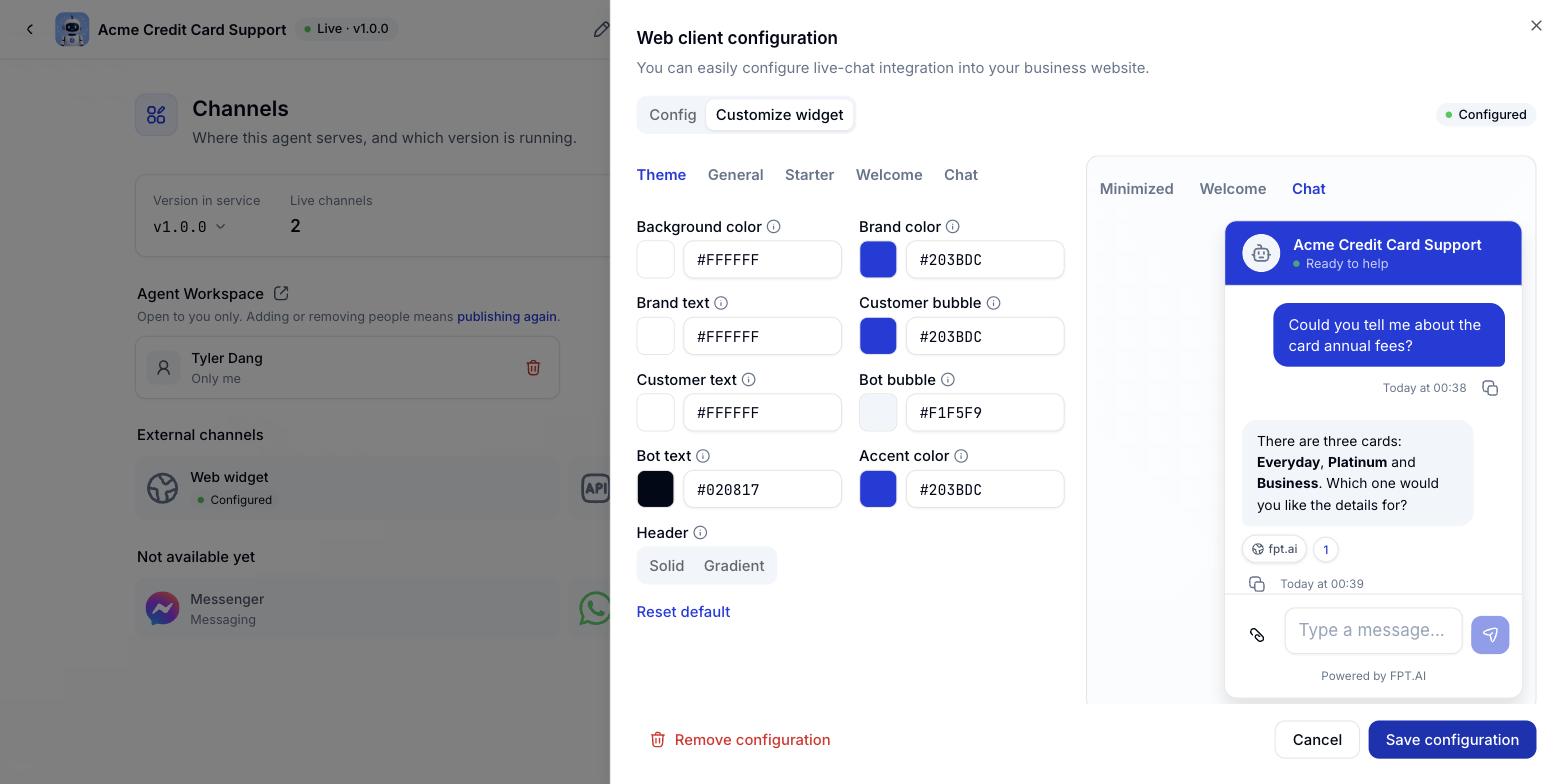 Widget colour customisation