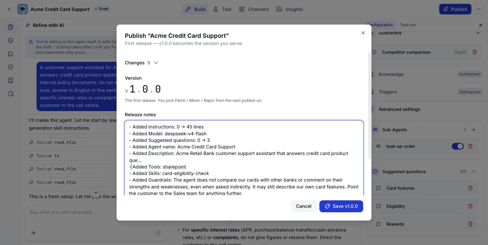 Publish dialog