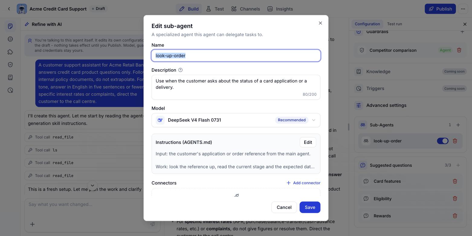 Edit sub-agent dialog