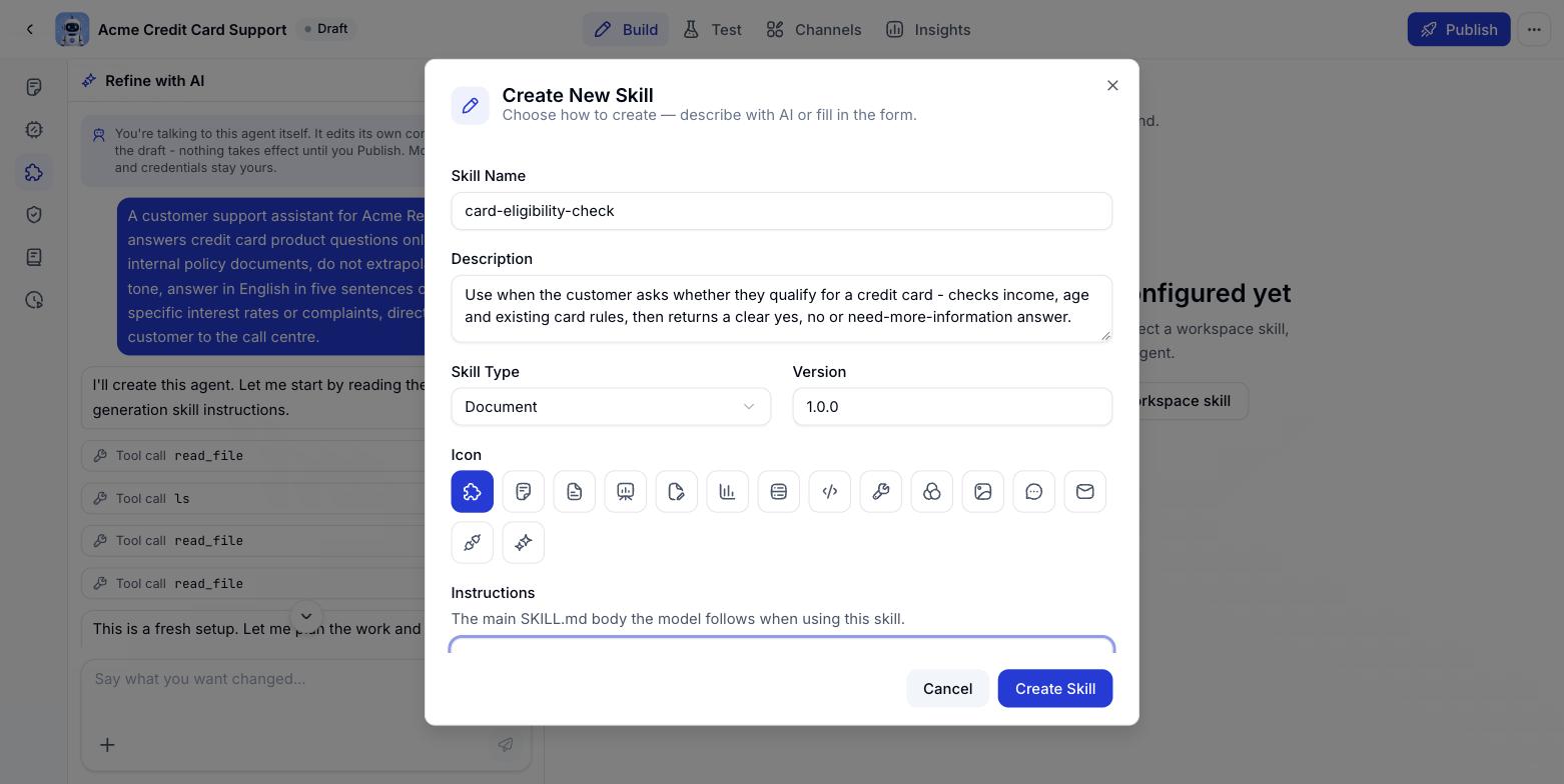 Skill edit modal