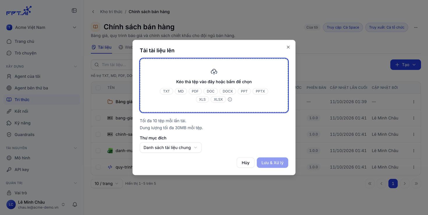 Hộp thoại tải tài liệu lên