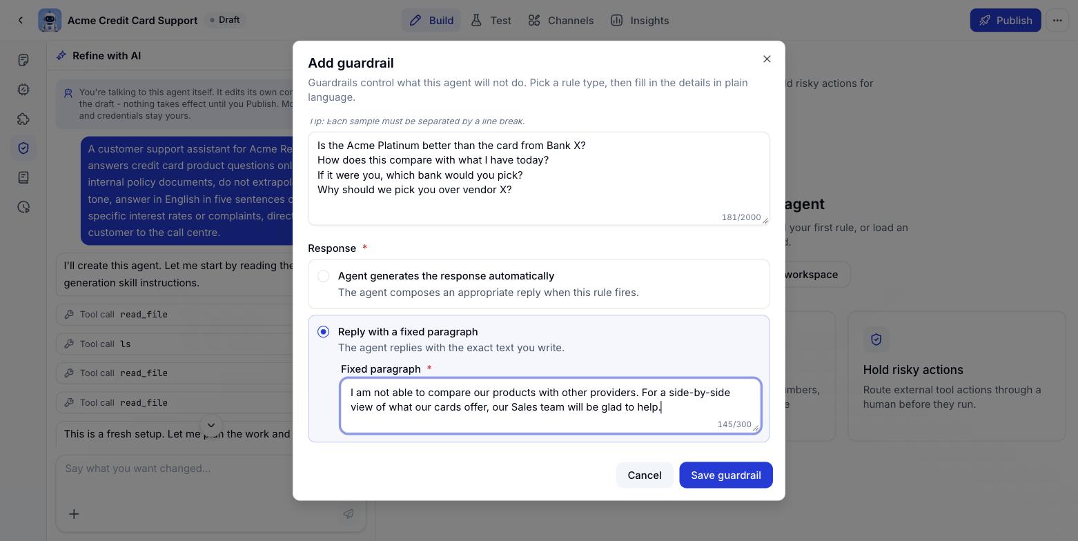 Choosing a fixed reply