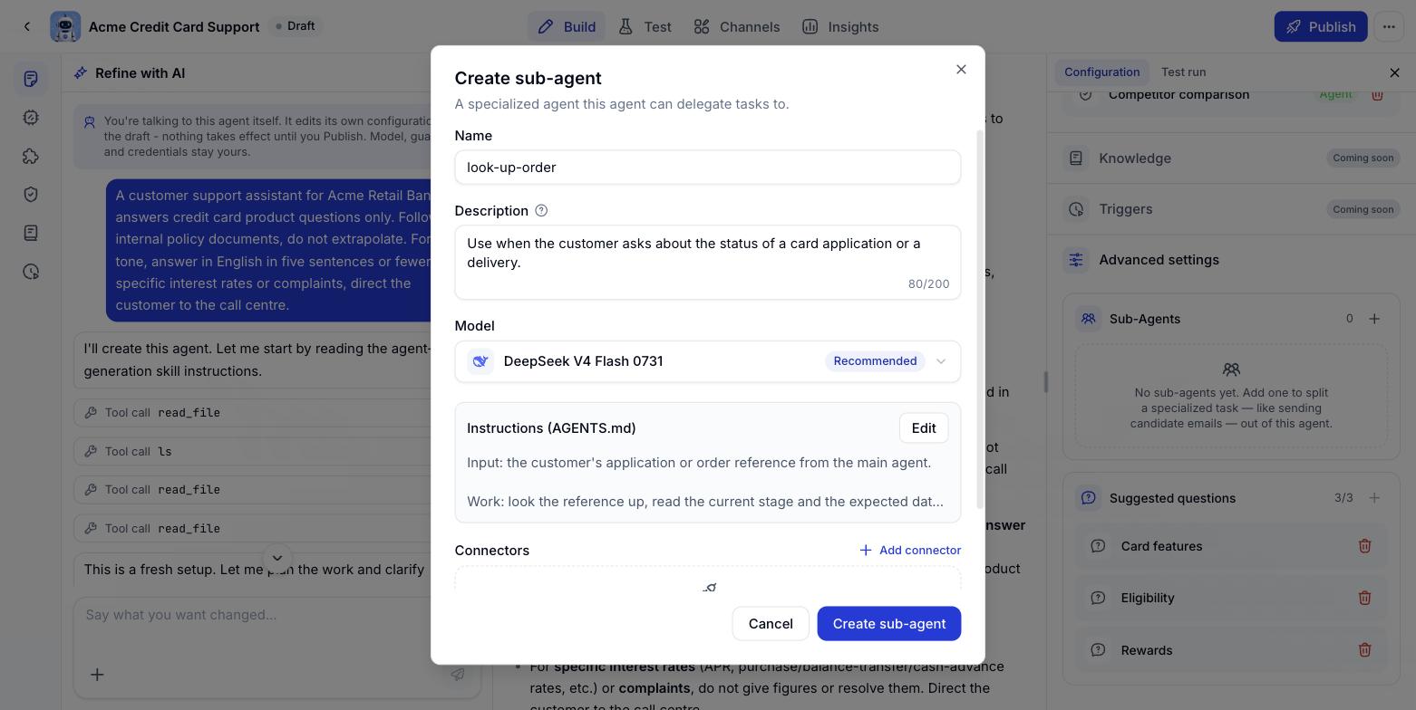 Create sub-agent dialog