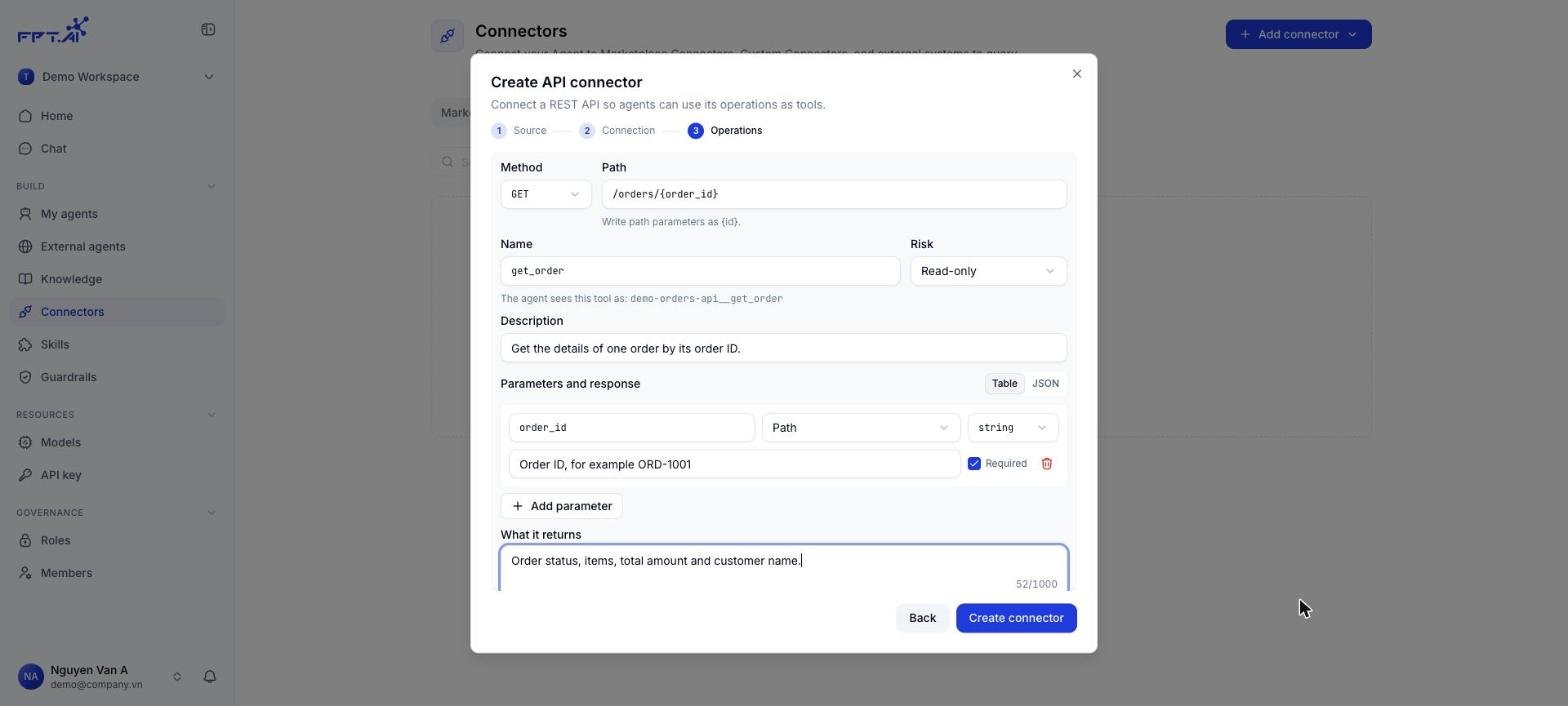 Form for the get order operation