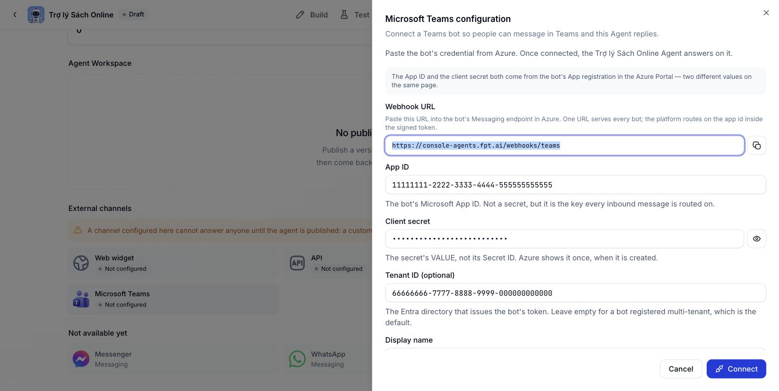 Microsoft Teams configuration dialog
