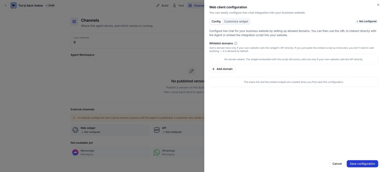 Thẻ Config của Web widget