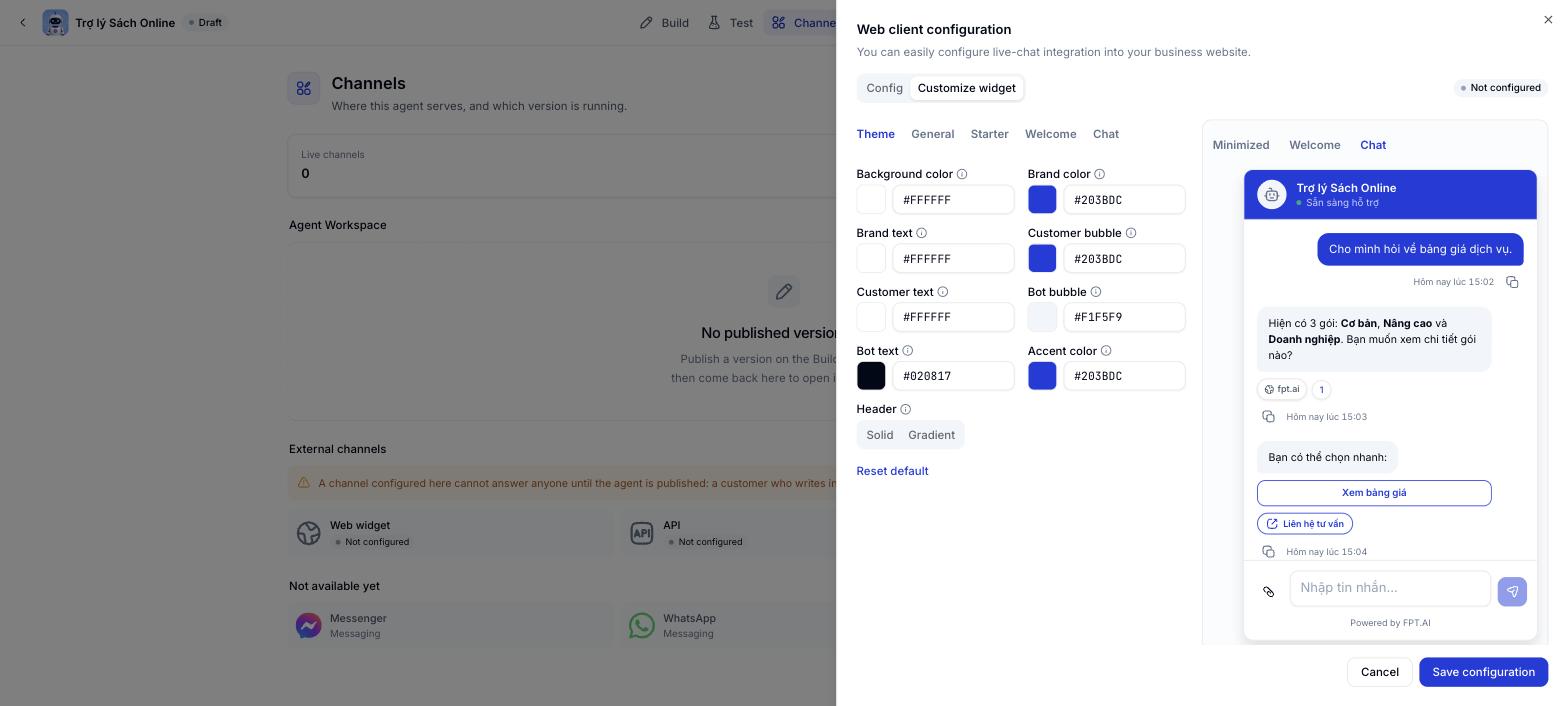 Tùy biến màu sắc widget