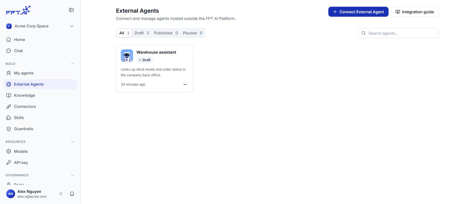 The External Agents list