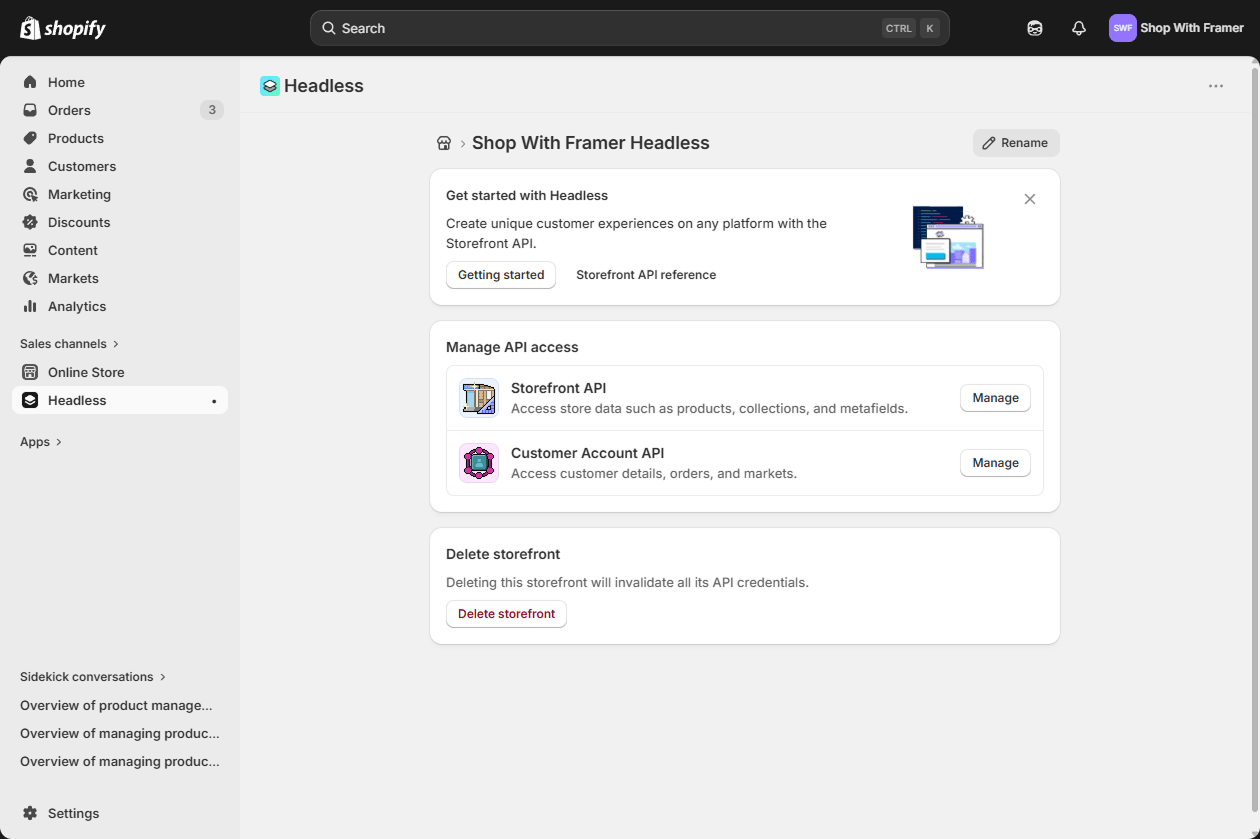 Headless storefront overview with Storefront API and Customer Account API management