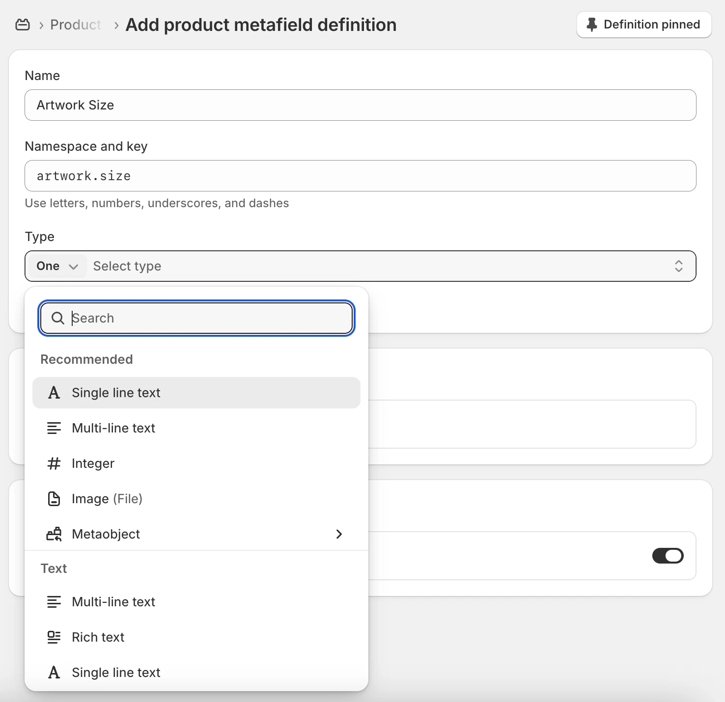 Set type to single-line text