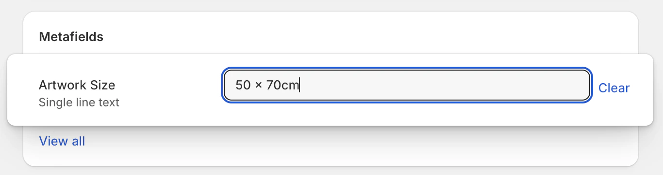 Set artwork size for a product
