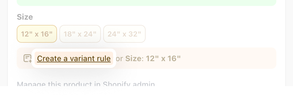 Create size rule