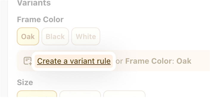 Create variant rule