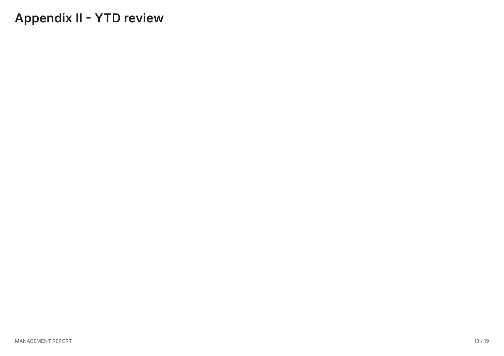 Appendix II: YTD review