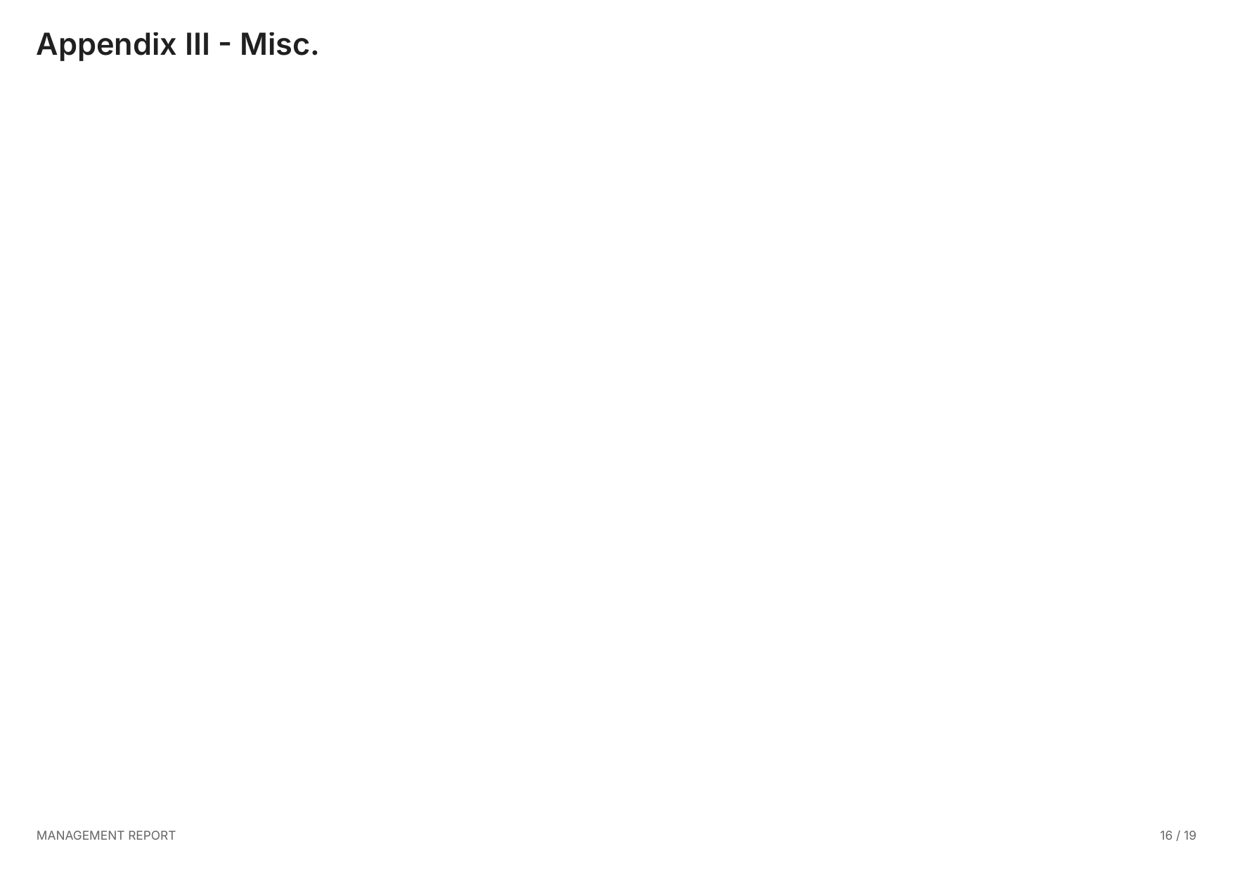 Appendix III: misc.