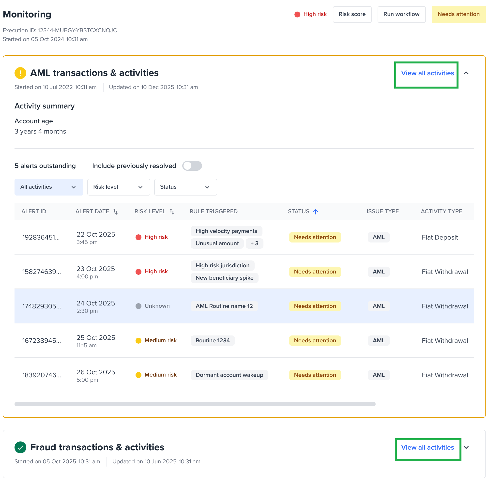 Link to All activities page