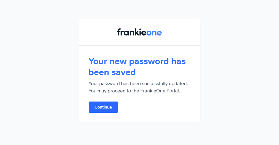 New password set confirmation.