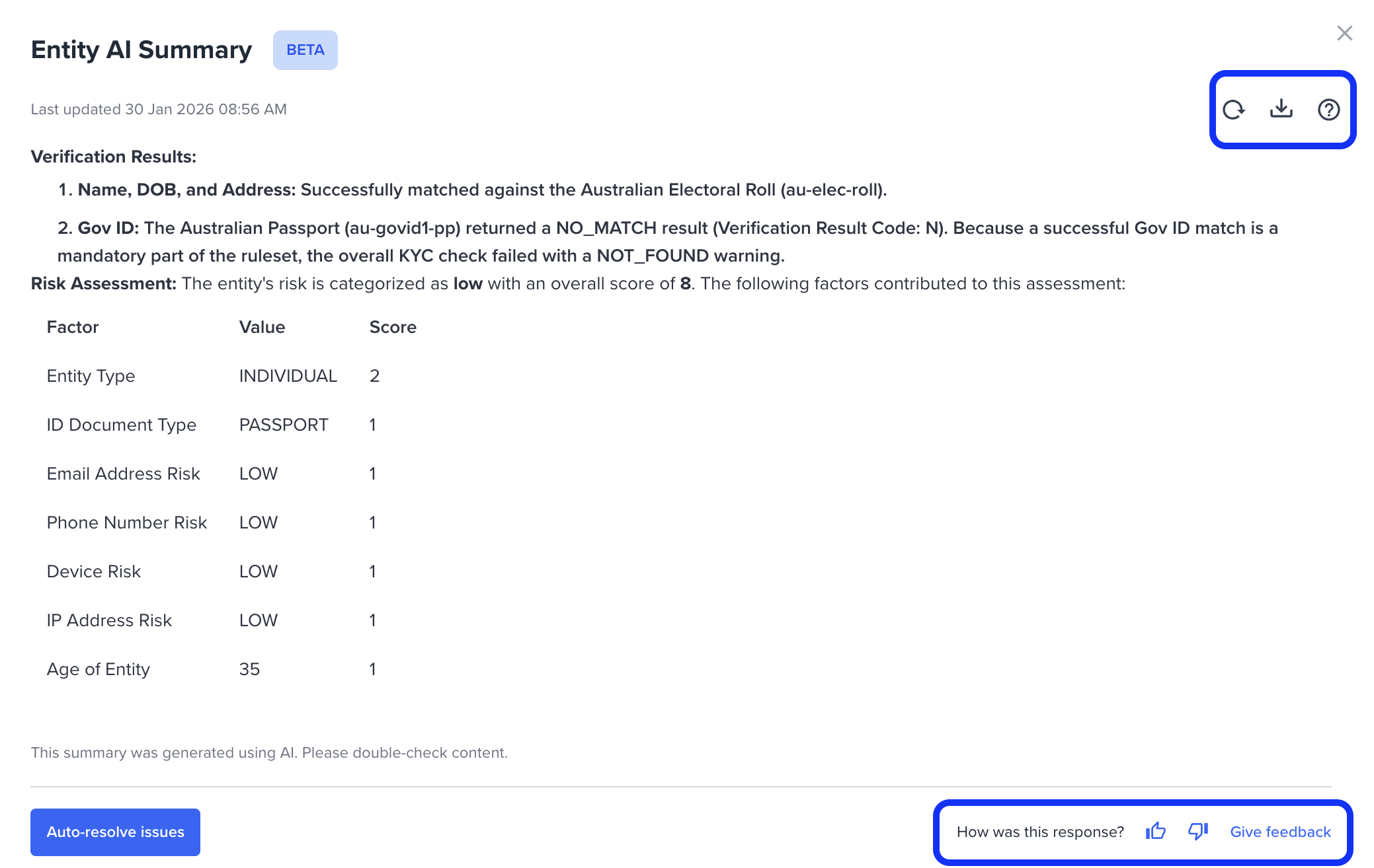 Download report button