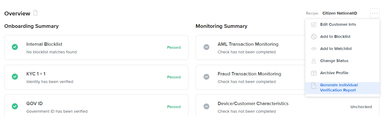Individual Verification Report - frankieone