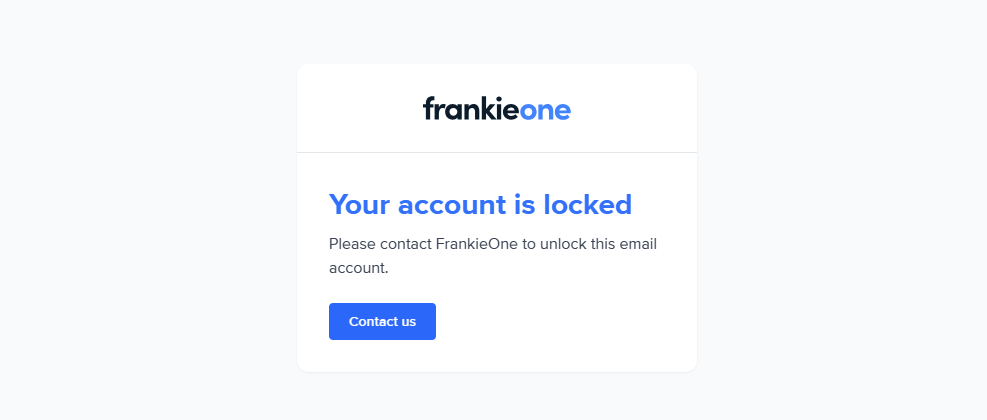 Account lockout page for administrators.