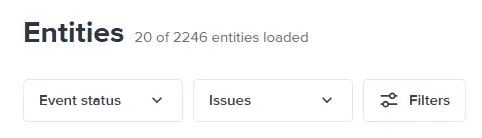 Filtering options for entities.