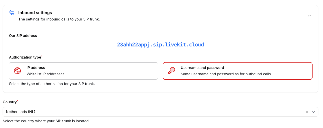 Create Trunk account Voys
