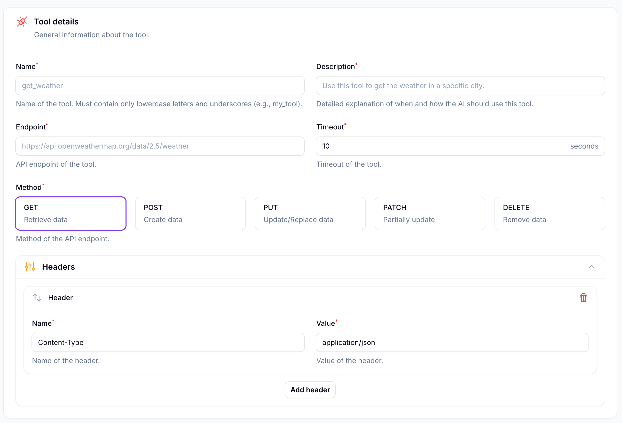 Main Tool Configuration