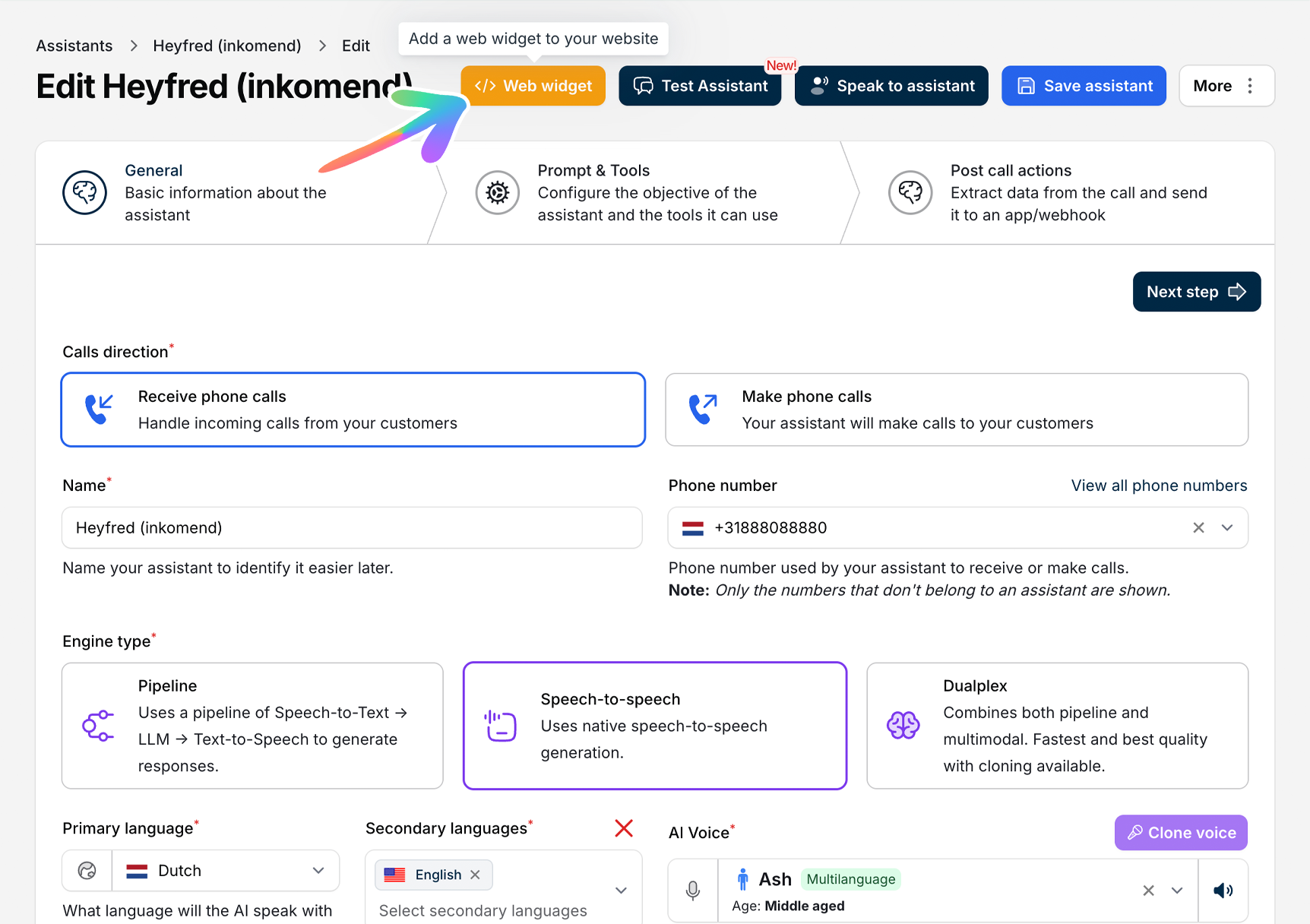 Web Widget Button Location