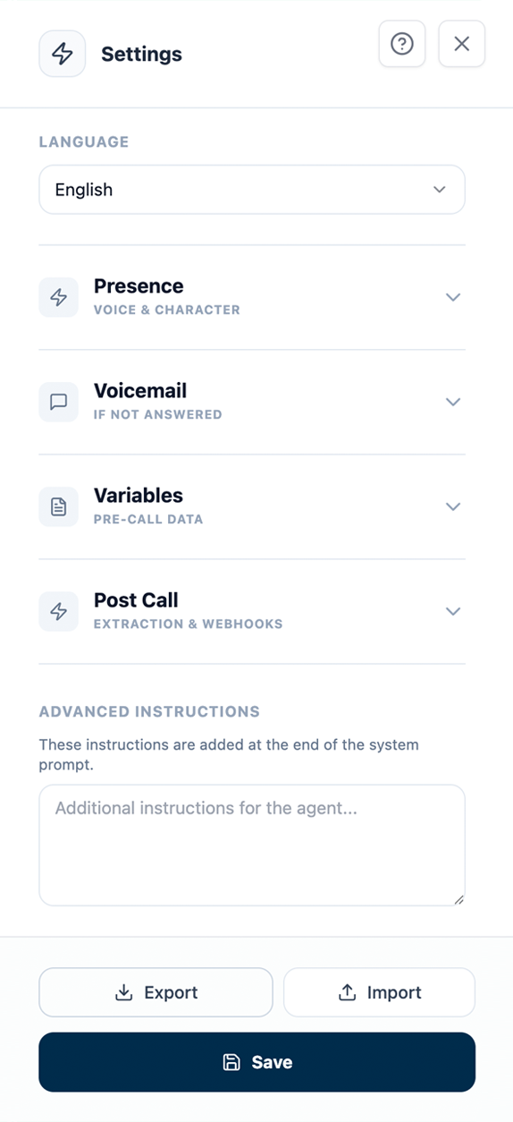 Flow Builder Settings Panel