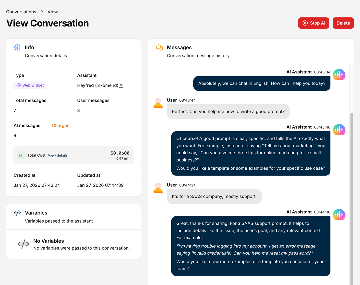 Conversation Detail View