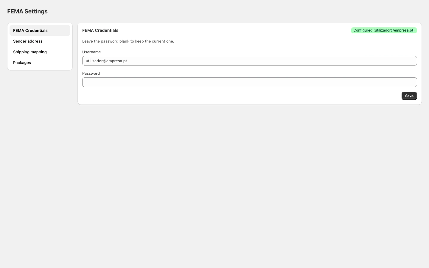 Sender address tab