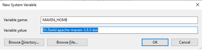 New System Variable Dialog box