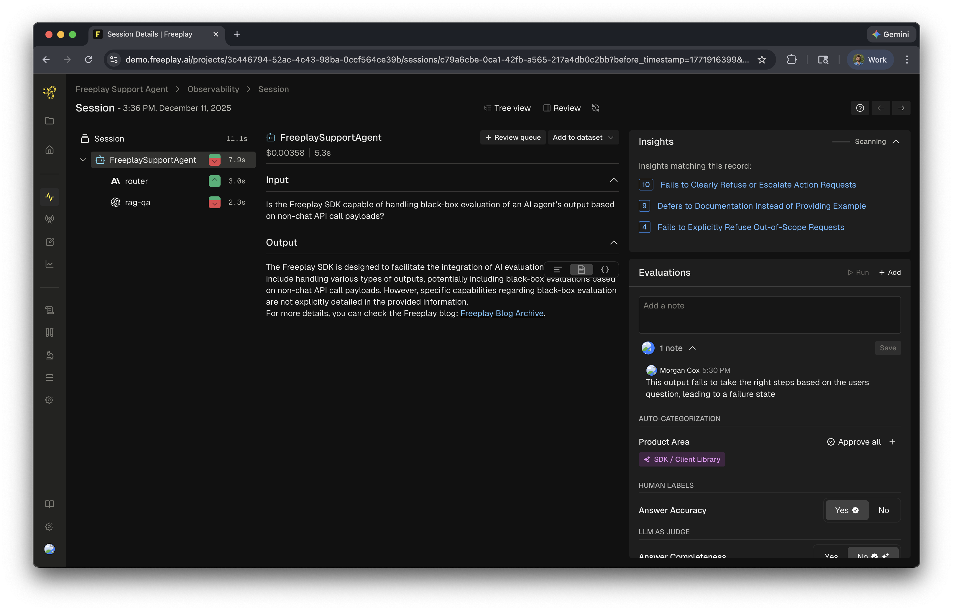 Review Insights workflow showing how human labels feed into AI analysis