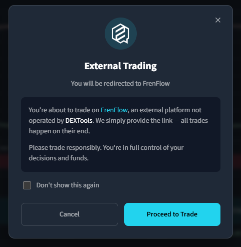 Trading on FrenFlow from DexTools