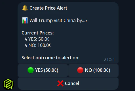 Set price alert in Telegram