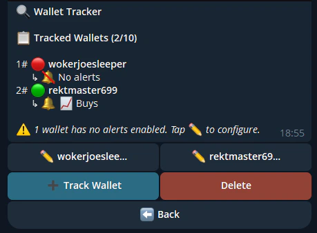 Manage Tracked Wallets