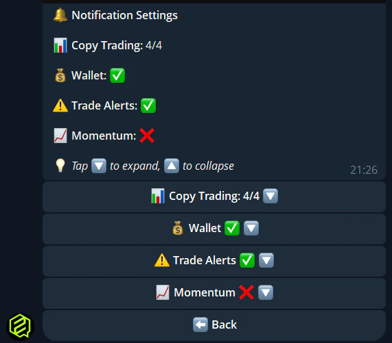 Telegram bot notifications