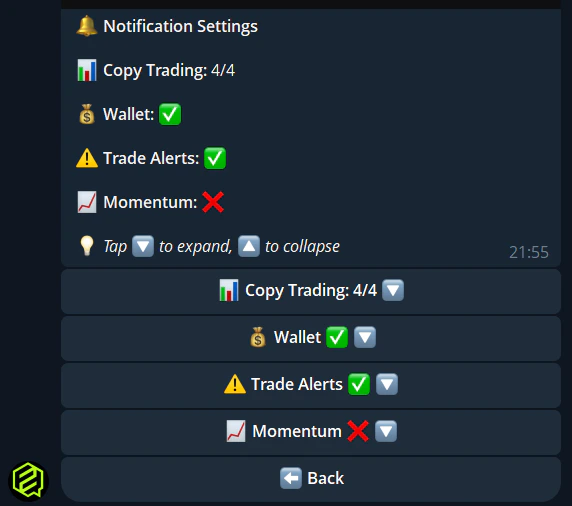 Telegram bot notifications