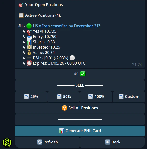 Manage positions in Telegram