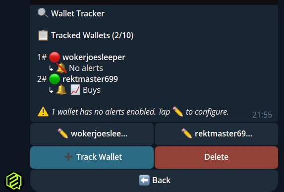 Wallet tracker in Telegram