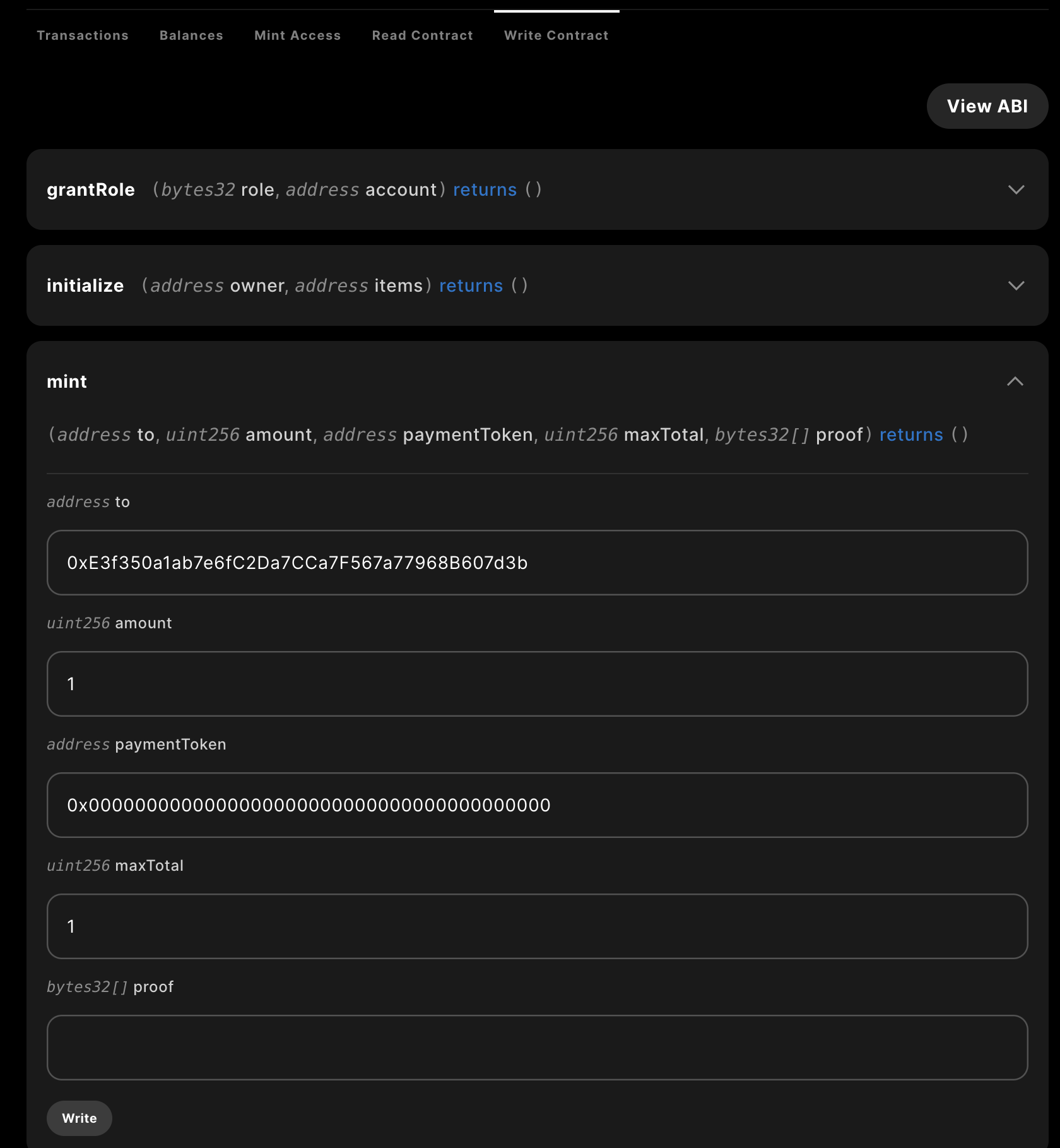 Conceder rol de Minter