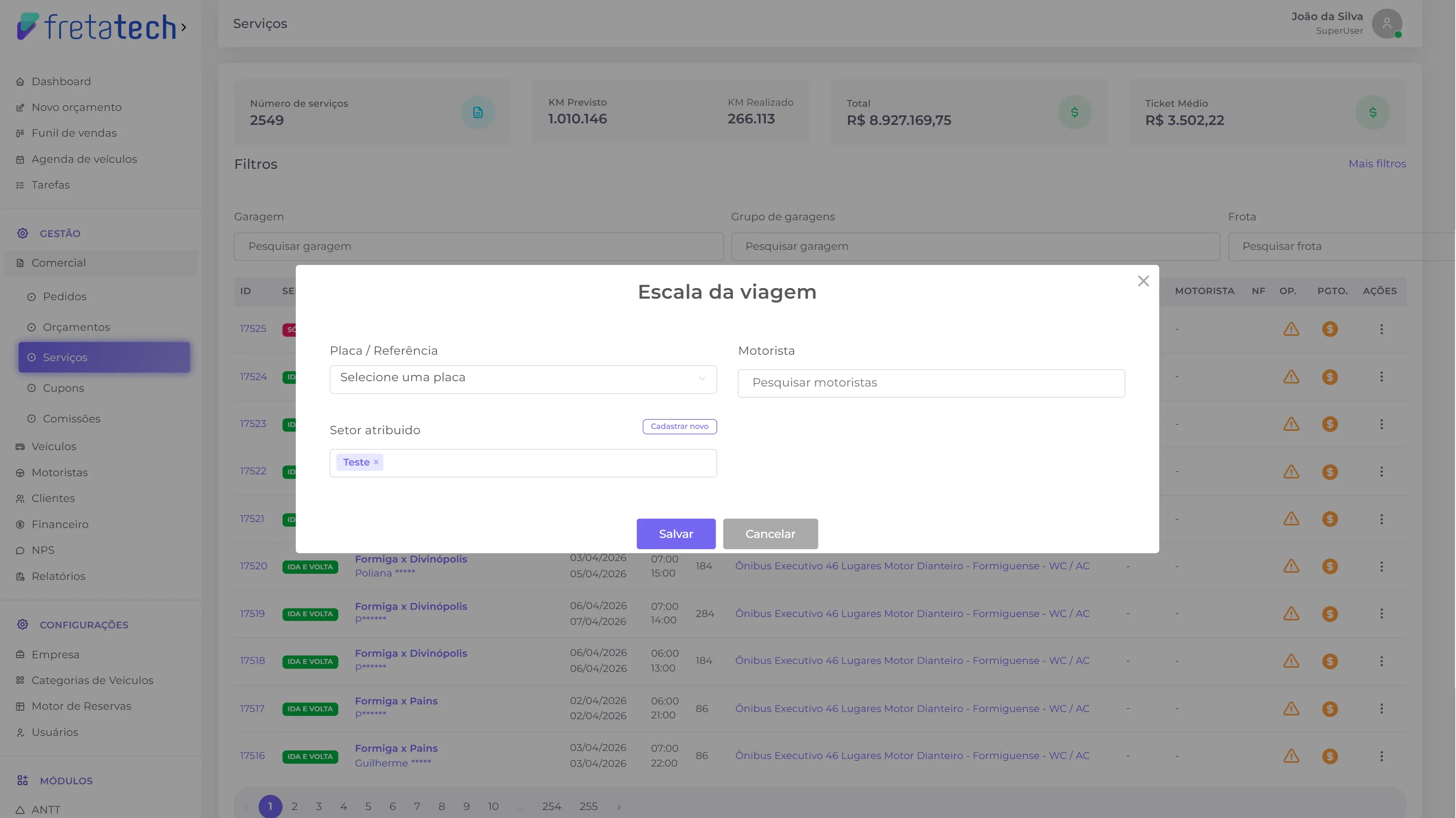 Modal novo setor