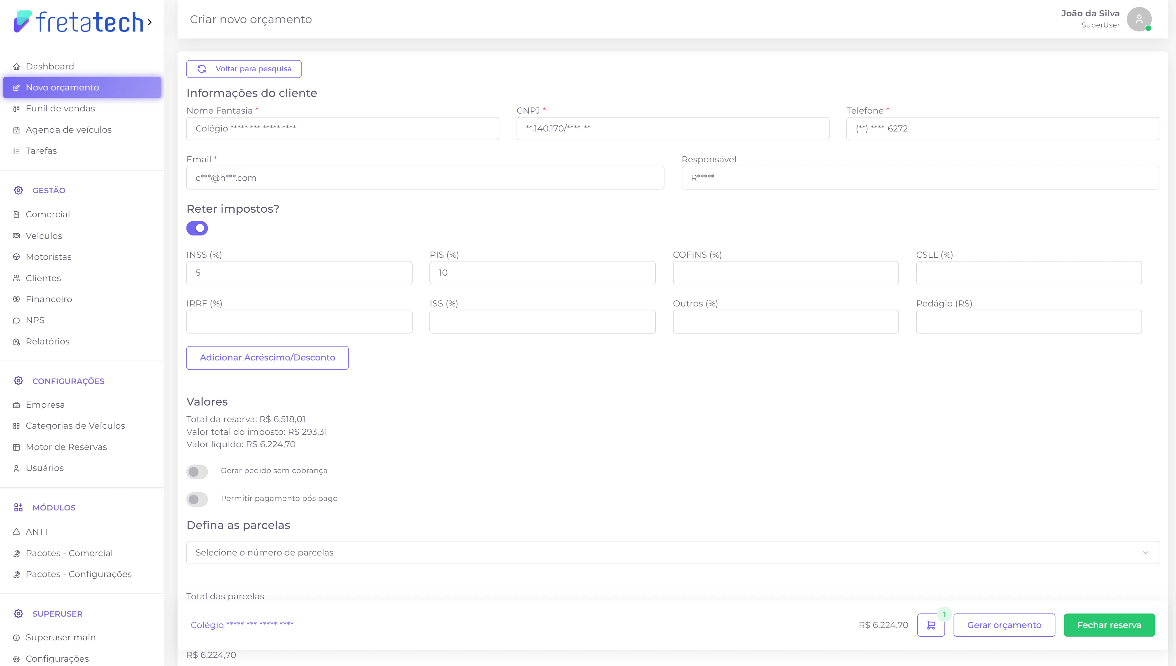 Retenção de impostos pessoa jurídica