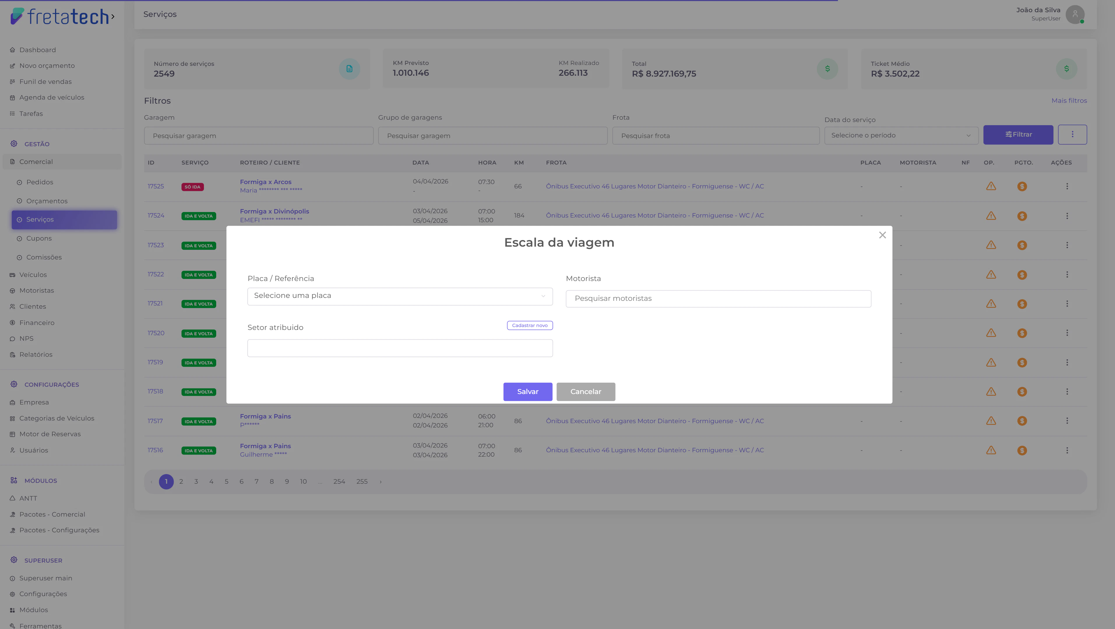 Modal para definir escala