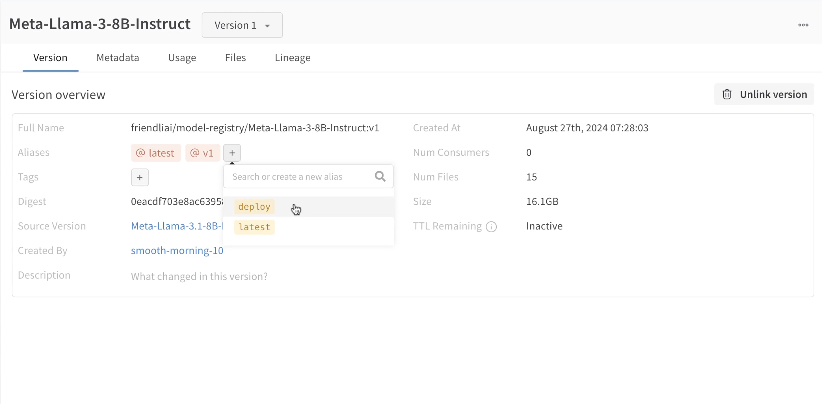 Roll out to version 1 in Weights & Biases
