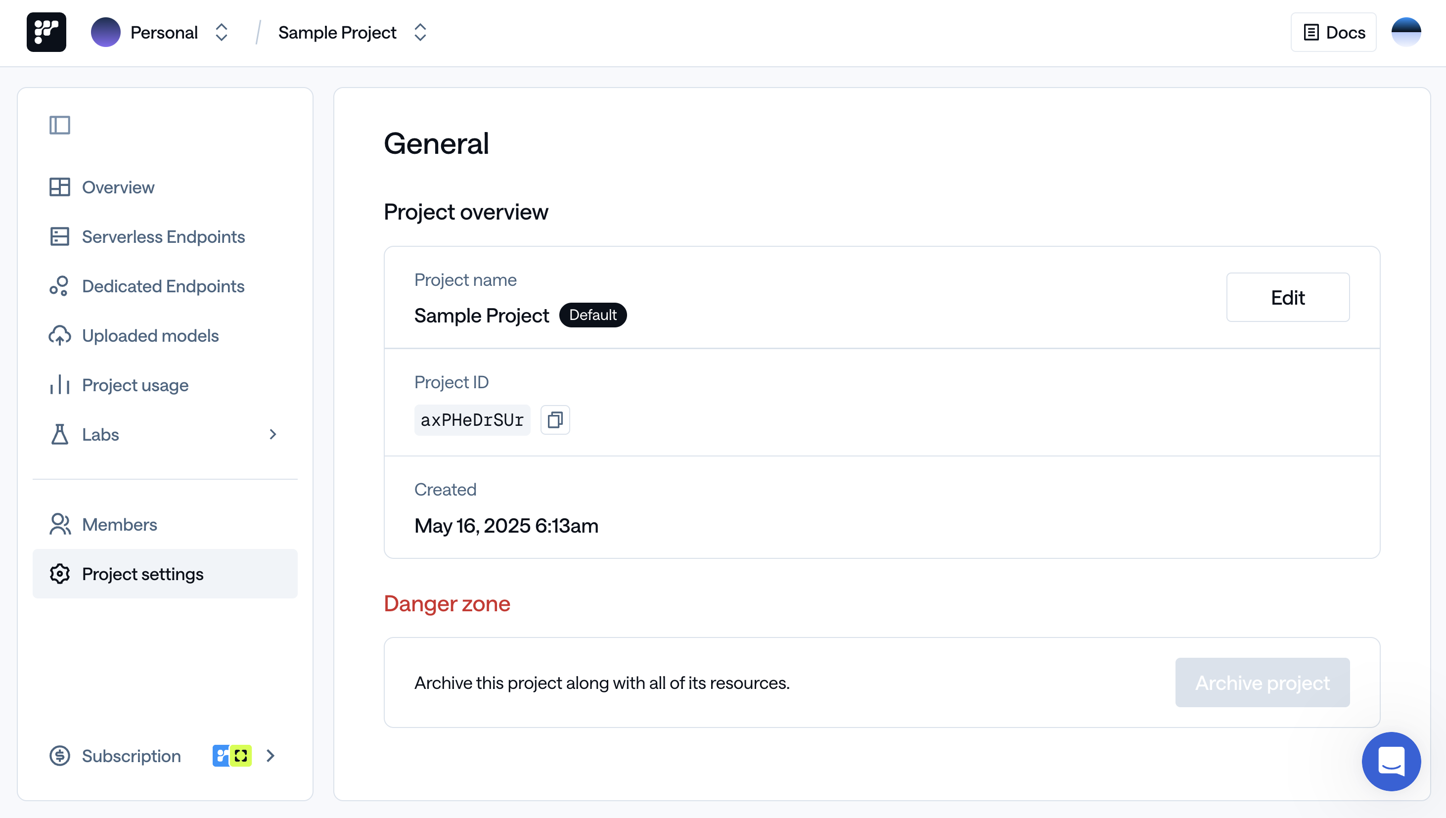 Project Settings