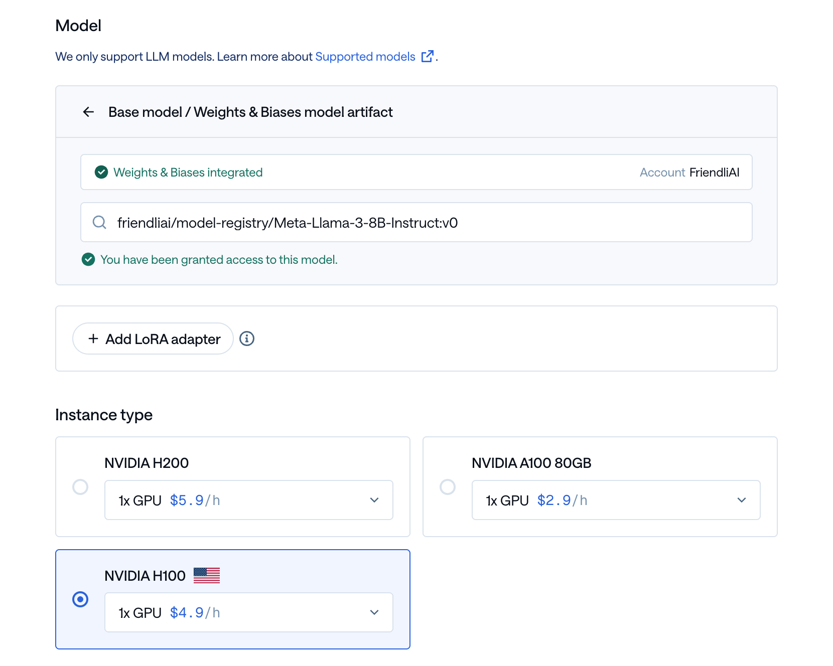 Select instance